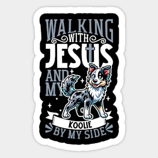 Jesus and dog - Australian Koolie Sticker